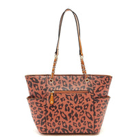 Load image into Gallery viewer, Designs by MyUtopia Shout Out:Diamond Heart Leopard and Sugar Skull Print Vegan Leather Shoulder Purse Totebag
