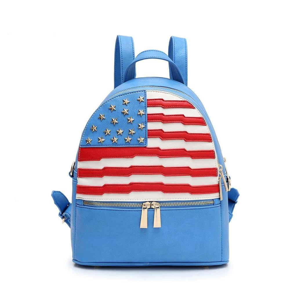Designs by MyUtopia Shout Out:Diamond Heart US American Flag Patriotic Backpack Purse,Blue,Backpack Purse