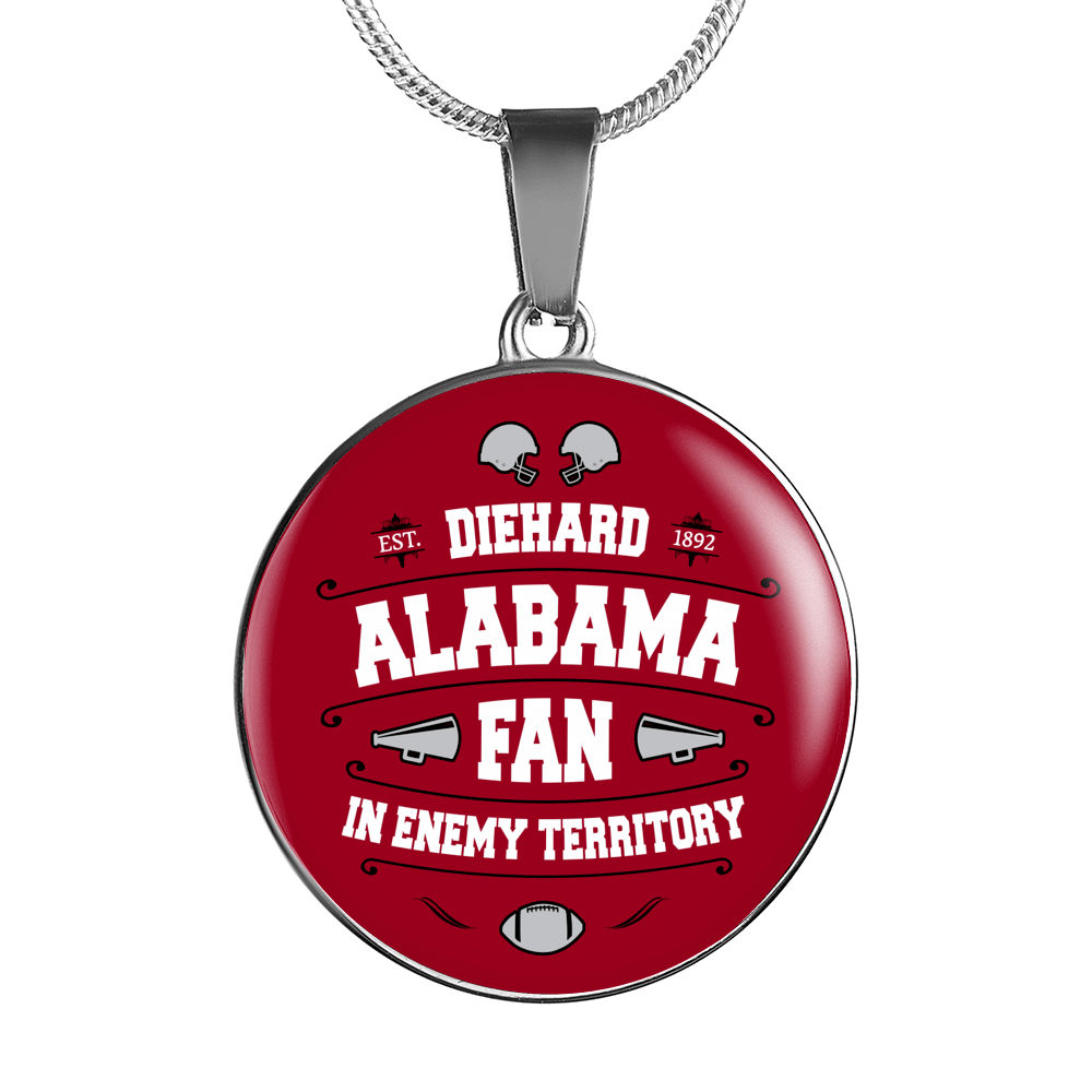 Designs by MyUtopia Shout Out:Diehard Alabama Fan In Enemy Territory Handcrafted Jewelry - ALCF,Luxury Necklace w/ adjustable snake-chain / Silver,Necklace