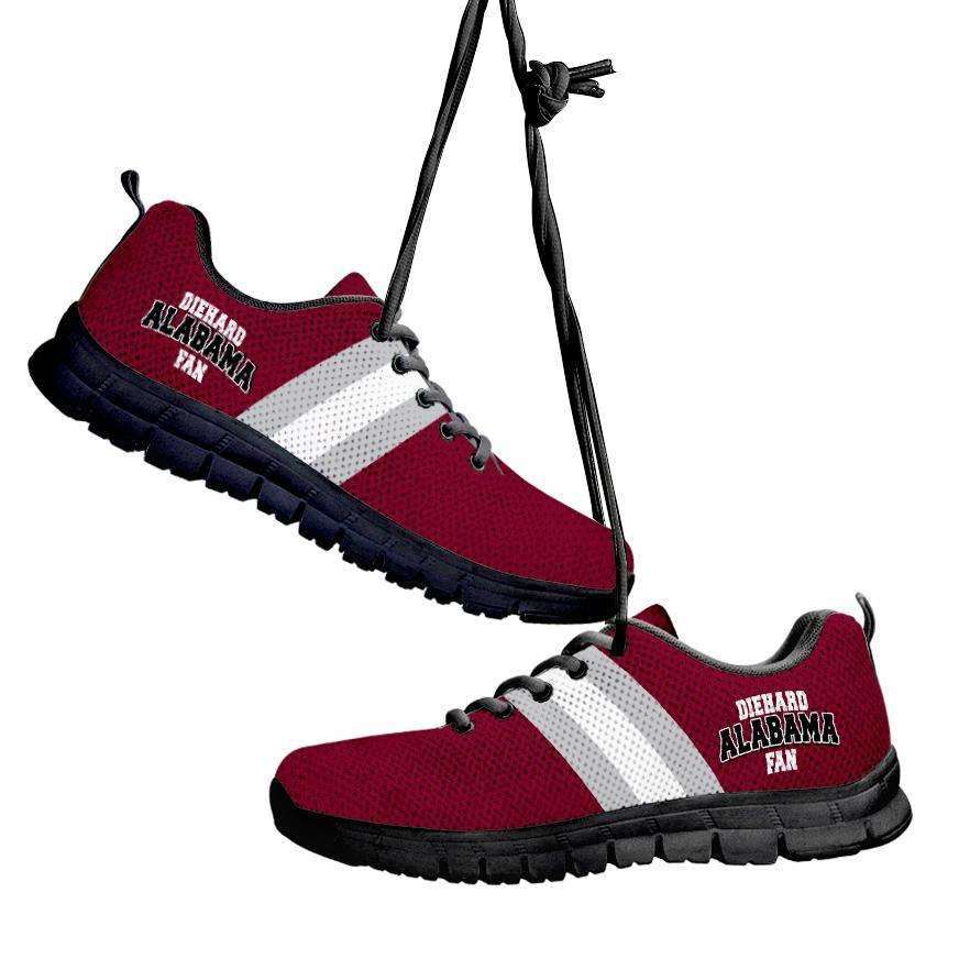 Designs by MyUtopia Shout Out:Diehard Alabama Fan Mesh Fabric Running Shoes,Men's / Mens US5 (EU38) / Crimson,Running Shoes
