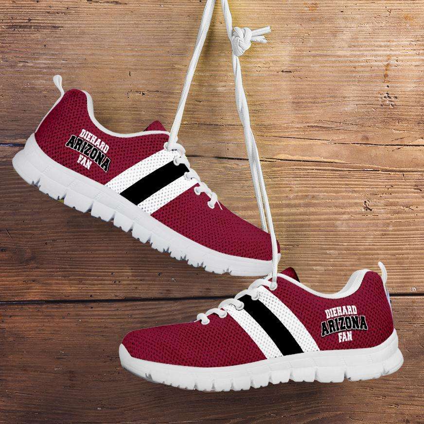 Designs by MyUtopia Shout Out:Diehard Arizona Cardinals Fan Running Shoes - White,Kid's / 11 CHILD (EU28) / Red/Black,Running Shoes