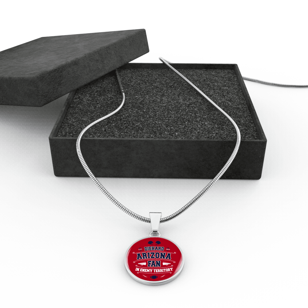 Designs by MyUtopia Shout Out:Diehard Arizona Wildcats Fan In Enemy Territory Engravable Personalized Jewelry,Luxury Necklace w/ adjustable snake-chain / Red/Blue,Necklace