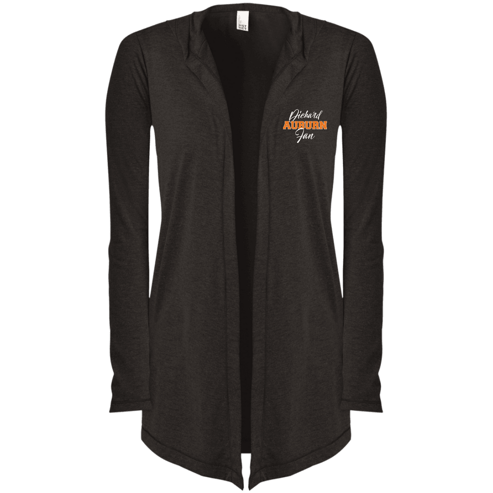 Designs by MyUtopia Shout Out:Diehard Auburn Fan Embroidered District Women's Hooded Cardigan,Black Frost / X-Small,Jackets