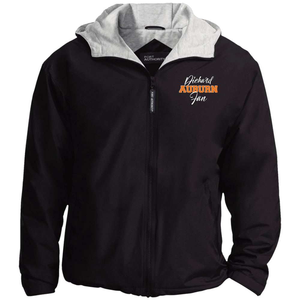 Designs by MyUtopia Shout Out:Diehard Auburn Fan Embroidered Port Authority Team Jacket,Black/Light Oxford / X-Small,Jackets