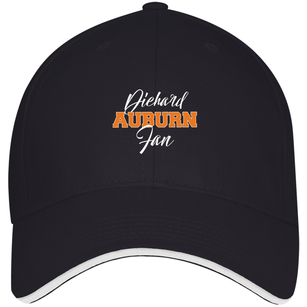 Designs by MyUtopia Shout Out:Diehard Auburn Fan Embroidered Twill Baseball Cap With Sandwich Visor,Navy/White / One Size,Hats