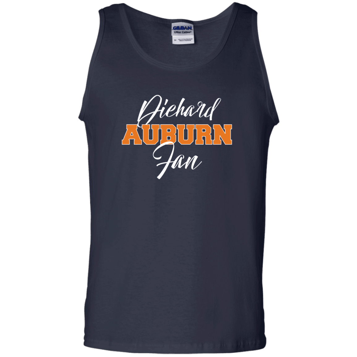 Designs by MyUtopia Shout Out:Diehard Auburn Fan Gildan 100% Cotton Tank Top - Navy Blue,Navy / S,Tank Tops