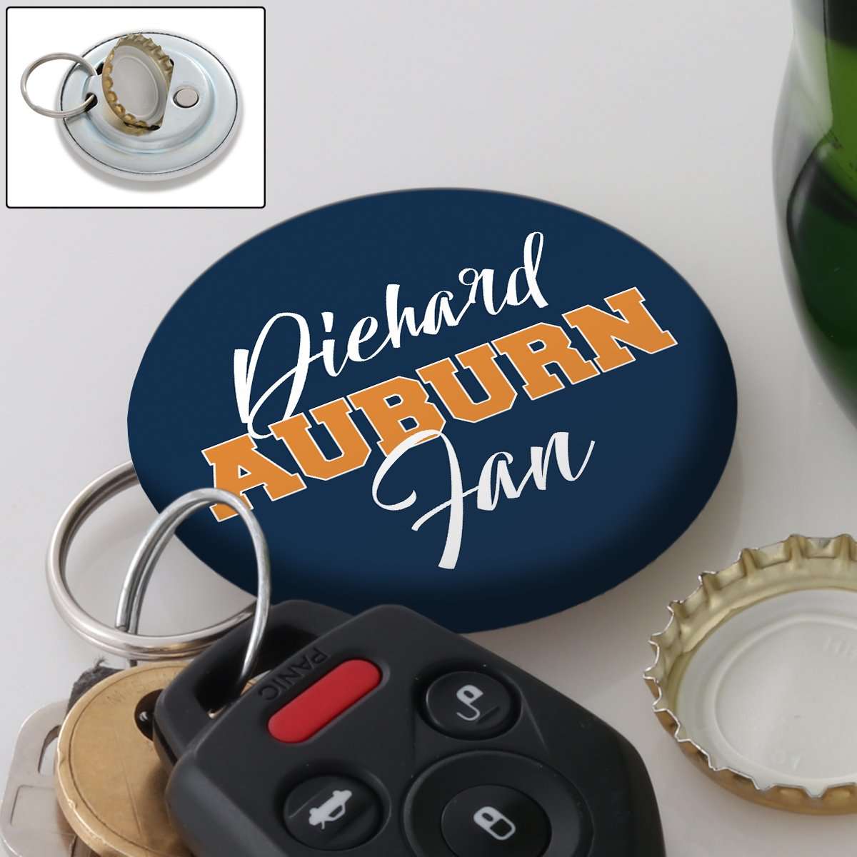 Designs by MyUtopia Shout Out:Diehard Auburn Fan Magnetic Keychain with Bottle Opener