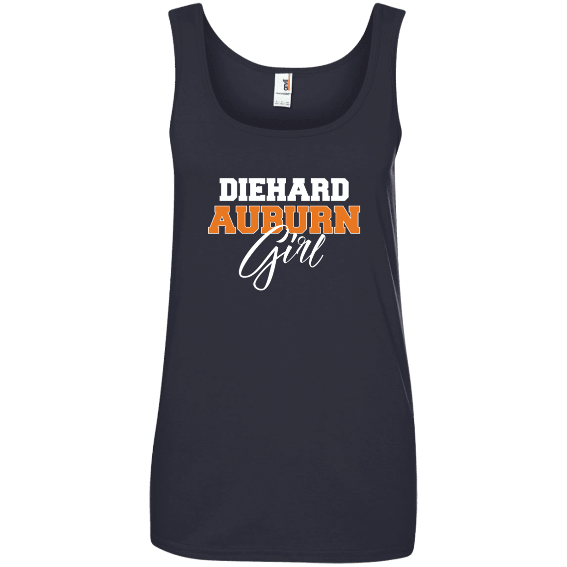 Designs by MyUtopia Shout Out:Diehard Auburn Girl Anvil Ladies' 100% Ringspun Cotton Tank Top -Navy Blue,Navy / S,Tank Tops