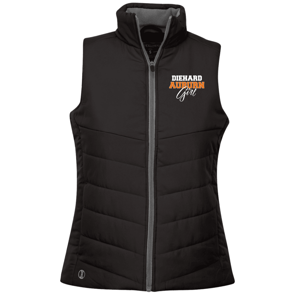 Designs by MyUtopia Shout Out:Diehard Auburn Girl Embroidered Holloway Ladies' Quilted Vest,Black / X-Small,Jackets