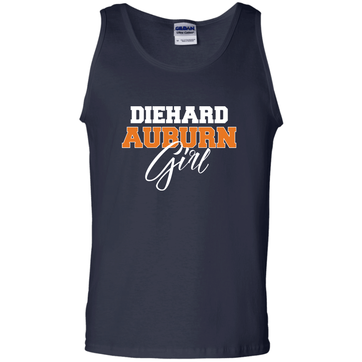 Designs by MyUtopia Shout Out:Diehard Auburn Girl Gildan 100% Cotton Tank Top -Navy Blue,Navy / S,Tank Tops