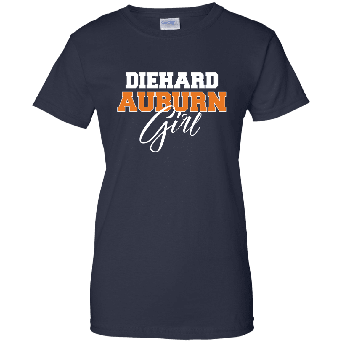 Designs by MyUtopia Shout Out:Diehard Auburn Girl Gildan Ladies' 100% Cotton T-Shirt -Navy Blue,Navy / X-Small,Ladies T-Shirts