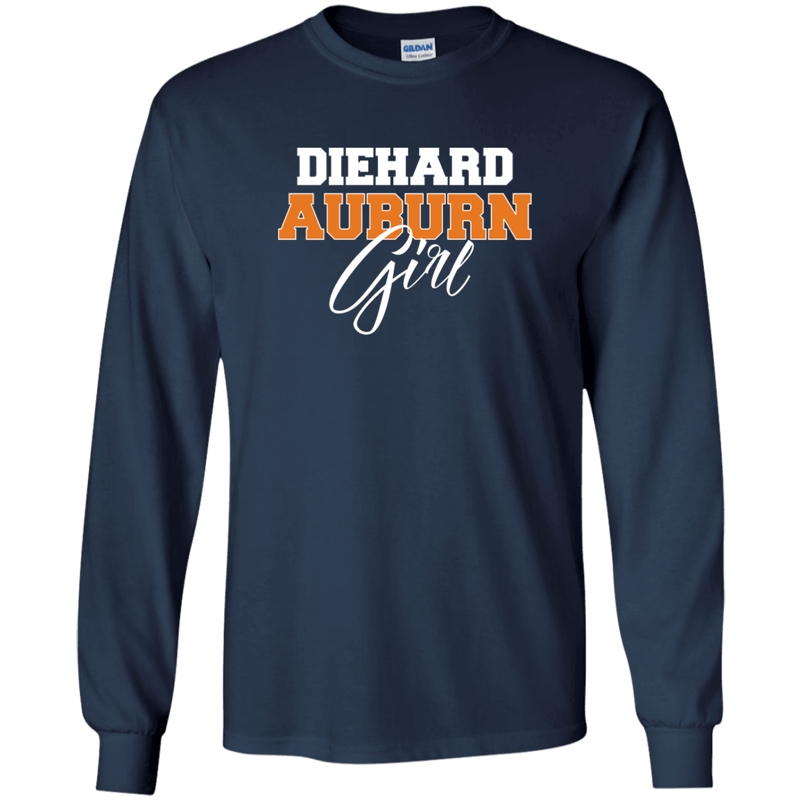 Designs by MyUtopia Shout Out:Diehard Auburn Girl Gildan Long Sleeve Ultra Cotton Unisex T-Shirt -Navy Blue,Navy / S,Long Sleeve T-Shirts