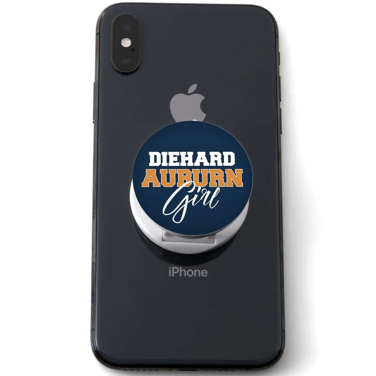 Designs by MyUtopia Shout Out:Diehard Auburn Girl Hinged Pop-out Phone Grip and stand for Smartphones and Tablets