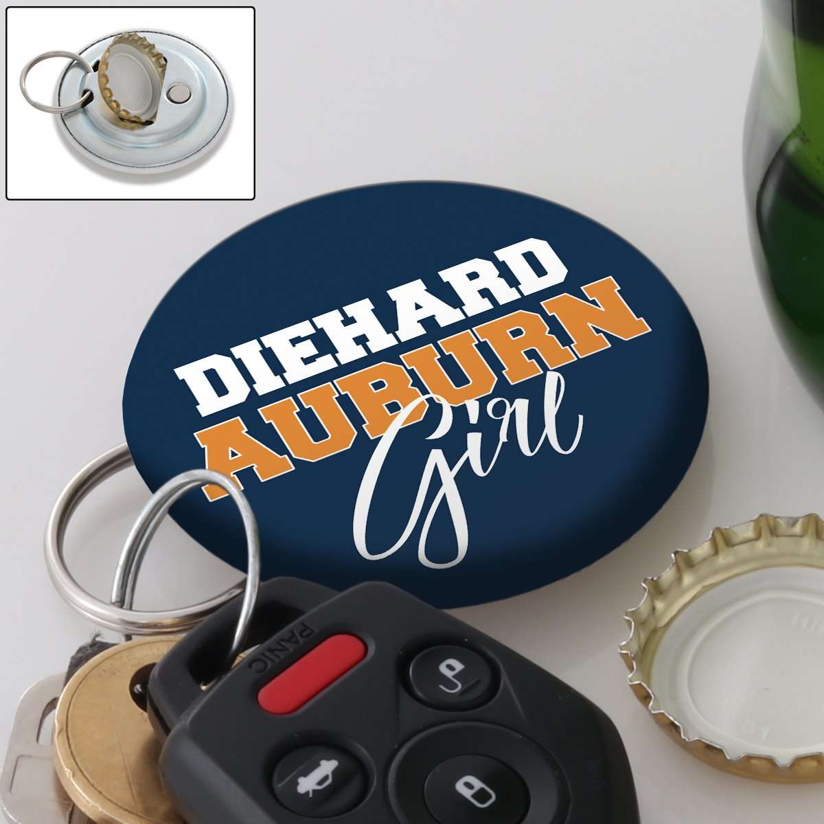 Designs by MyUtopia Shout Out:Diehard Auburn Girl Magnetic Key chain with Bottle Opener