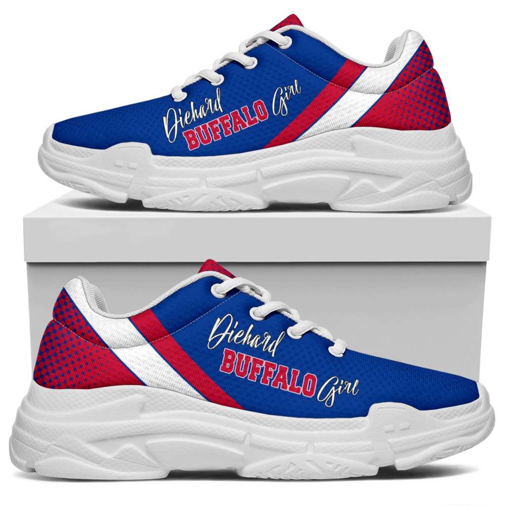 Designs by MyUtopia Shout Out:Diehard Buffalo Girl Chunky Walking Sneakers,Women's / Ladies US5.5 (EU36) / Blue,Chunky Sneakers