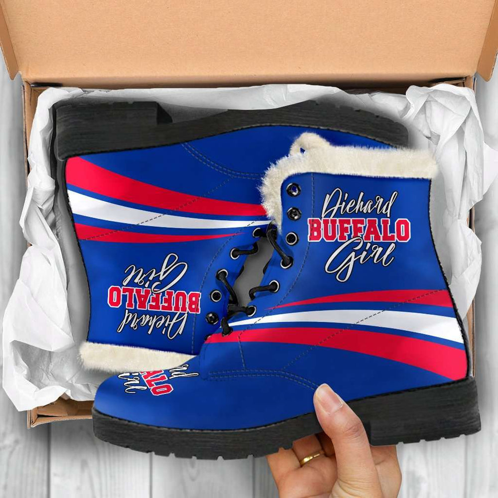 Designs by MyUtopia Shout Out:Diehard Buffalo Girl Fur Lined Leather Vegan Lace-up Boots
