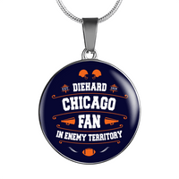 Load image into Gallery viewer, Designs by MyUtopia Shout Out:Diehard Chicago Fan In Enemy Territory Handcrafted Jewelry,Luxury Necklace w/ adjustable snake-chain / Dark Navy,Necklace
