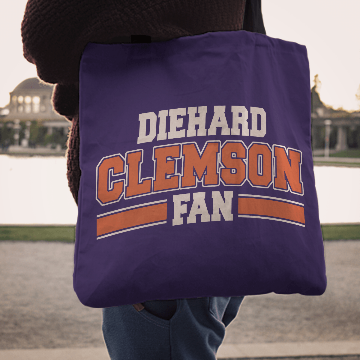 Designs by MyUtopia Shout Out:Diehard Clemson Fan Fabric Totebag Reusable Shopping Tote