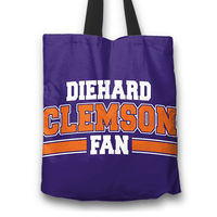 Load image into Gallery viewer, Designs by MyUtopia Shout Out:Diehard Clemson Fan Fabric Totebag Reusable Shopping Tote
