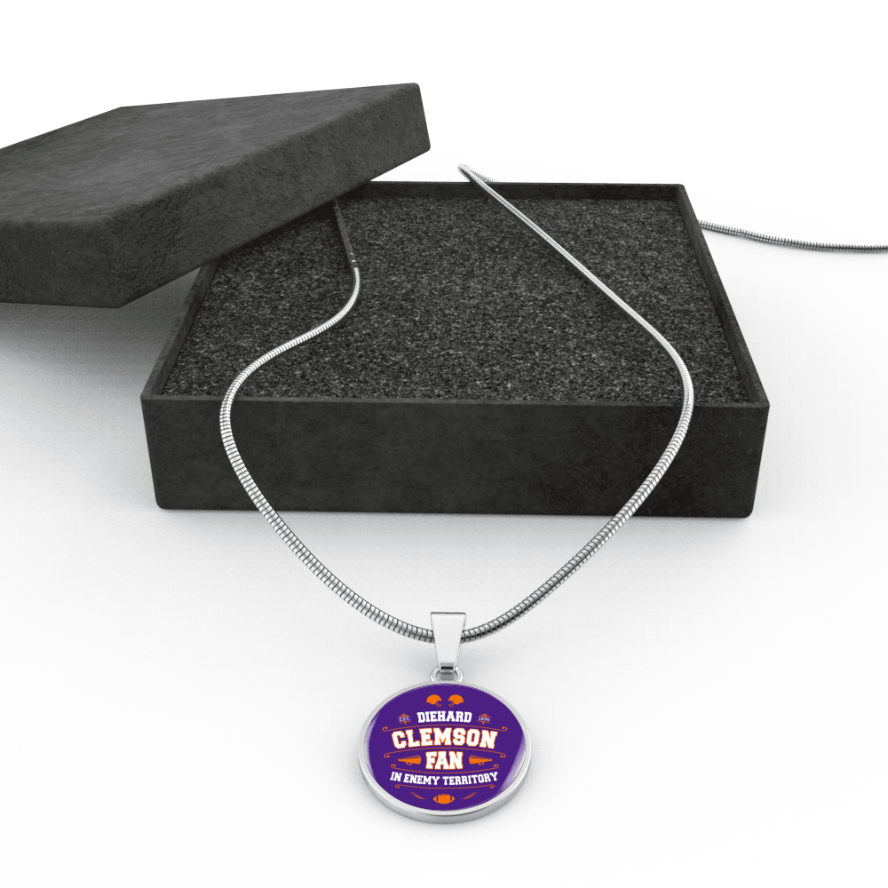 Designs by MyUtopia Shout Out:Diehard Clemson Fan In Enemy Territory Handcrafted Jewelry - CLECF,Luxury Necklace w/ adjustable snake-chain / Violet,Necklace