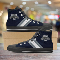 Load image into Gallery viewer, Designs by MyUtopia Shout Out:Diehard Connecticut Fan Canvas High Top Shoes,Men&#39;s / Mens US 5 (EU38) / Blue/White/Grey,High Top Sneakers
