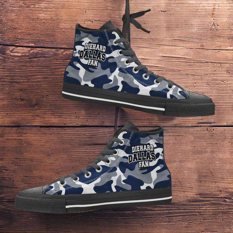 Designs by MyUtopia Shout Out:Diehard Dallas Fan Camo Print Canvas High Top Shoes,Men's / Mens US 5 (EU38) / Camo Print,High Top Sneakers