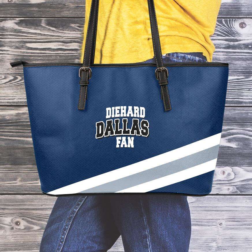 Designs by MyUtopia Shout Out:Diehard Dallas Fan Faux Leather Totebag Purse,Medium (10 x 16 x 5) / Blue/White/Grey,tote bag purse