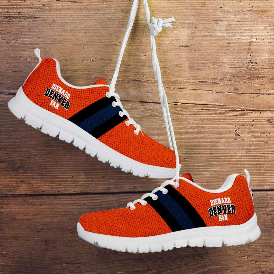 Designs by MyUtopia Shout Out:Diehard Denver Fan Running Shoes,Kid's / 11 CHILD (EU28) / Orange,Running Shoes