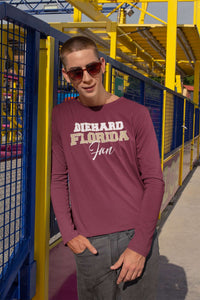 Load image into Gallery viewer, Designs by MyUtopia Shout Out:Diehard Florida Fan Script Long Sleeve Ultra Cotton Unisex T-Shirt Garnet
