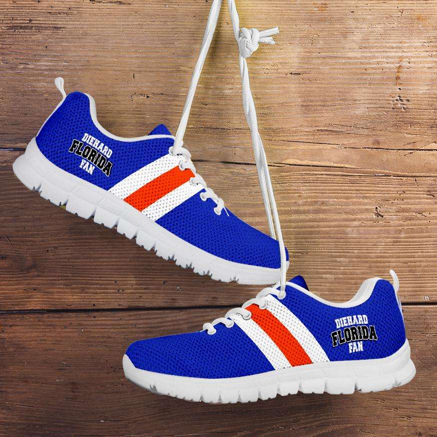 Designs by MyUtopia Shout Out:Diehard Florida Gator Fan Running Shoes,Kid's / 11 CHILD (EU28) / Blue/Orange,Running Shoes