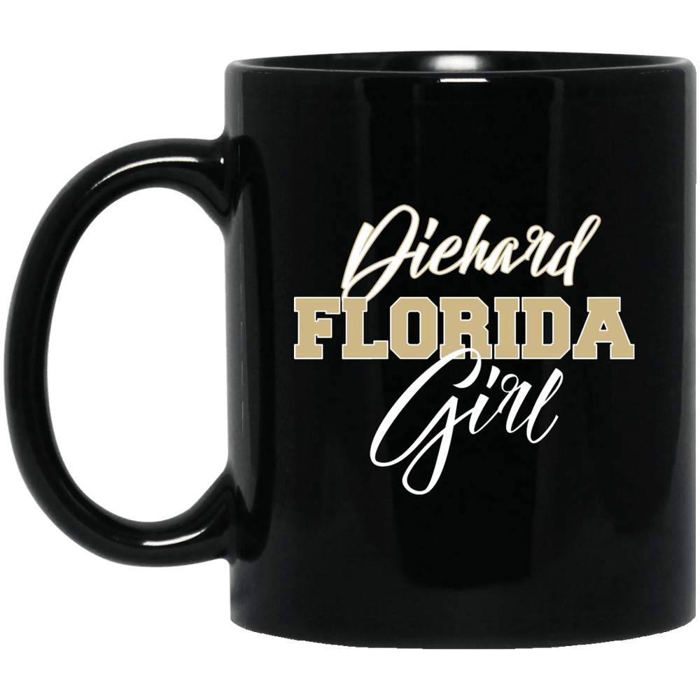 Designs by MyUtopia Shout Out:Diehard Florida Girl Ceramic Coffee Mug - Black,Black / 11 oz,Ceramic Coffee Mug