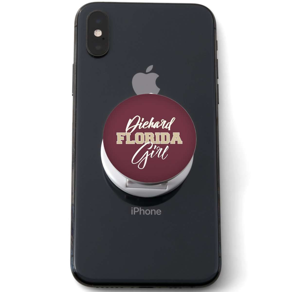 Designs by MyUtopia Shout Out:Diehard Florida Girl Script Hinged Pop-out Phone Grip and stand for Smartphones and Tablets