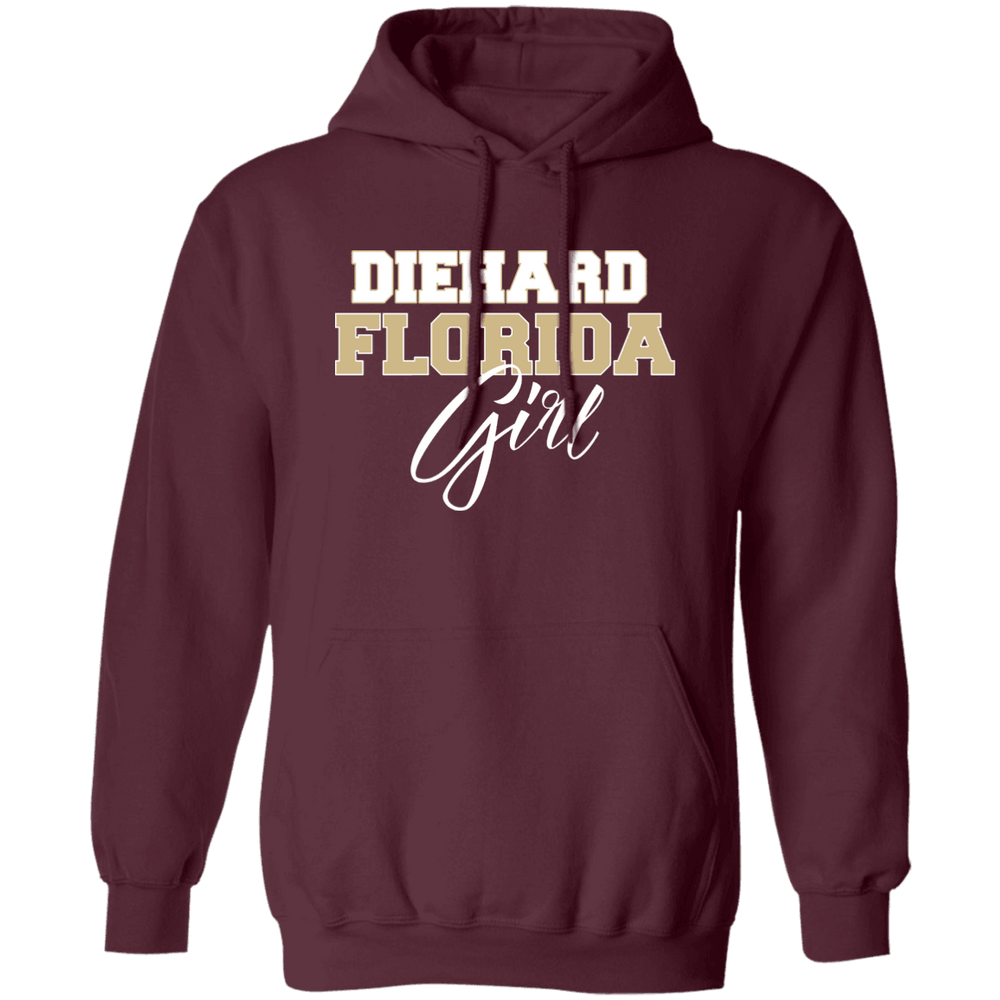 Designs by MyUtopia Shout Out:Diehard Florida Girl Unisex Pullover Hoodie Garnet,Maroon / S,Sweatshirts