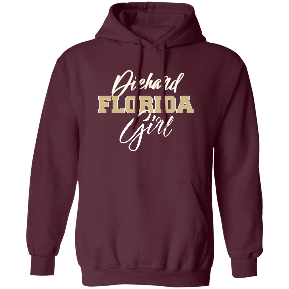 Designs by MyUtopia Shout Out:Diehard Florida Girl Unisex Pullover Hoodie Garnet,Maroon / S,Sweatshirts