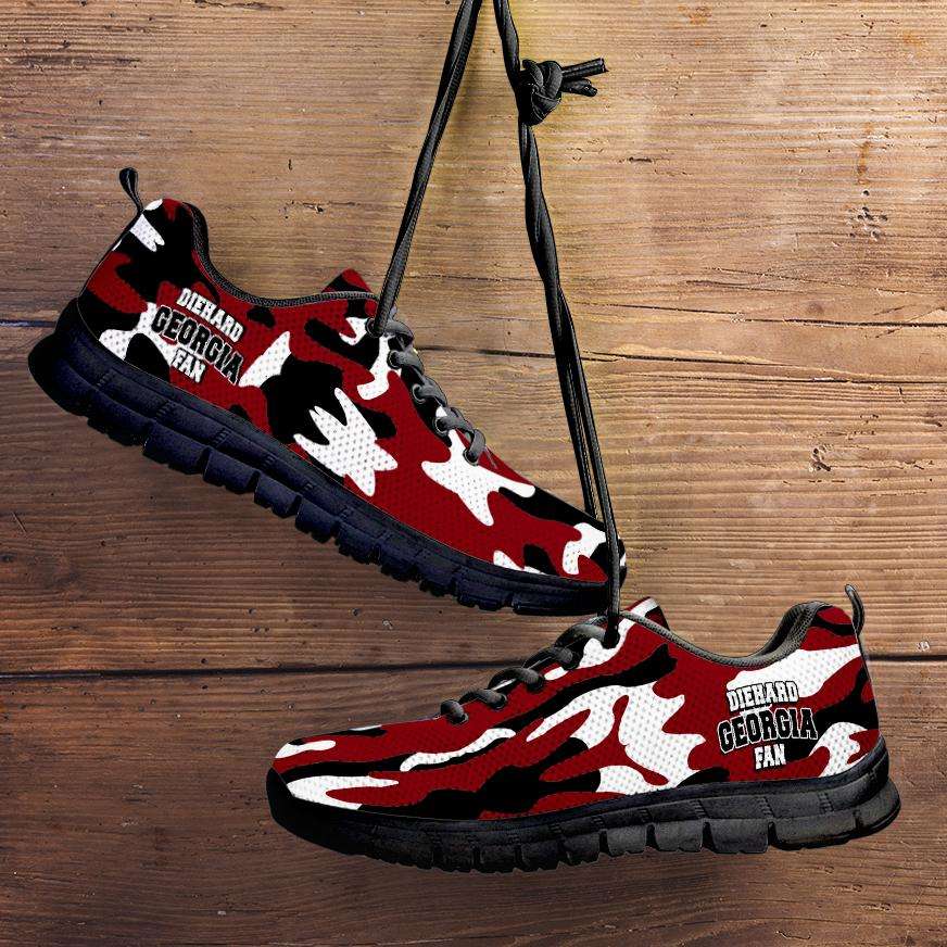 Designs by MyUtopia Shout Out:Diehard Georgia Fan Camo Print Running Shoes,Kid's / 11 CHILD (EU28) / Red Camo,Running Shoes