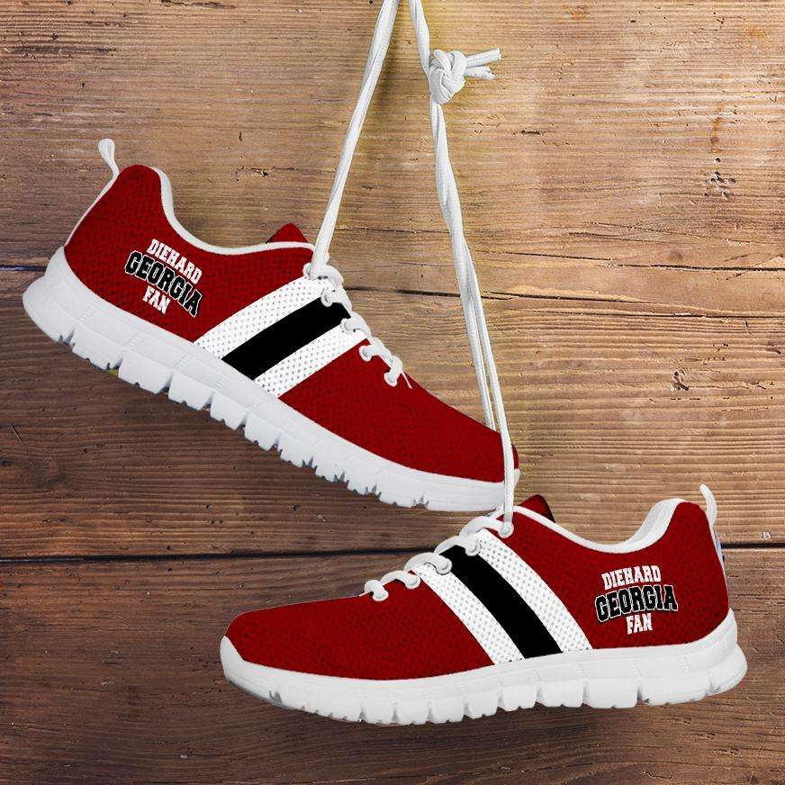 Designs by MyUtopia Shout Out:Diehard Georgia Fan Running Shoes,Kid's / 11 CHILD (EU28) / Red/White/Black,Running Shoes
