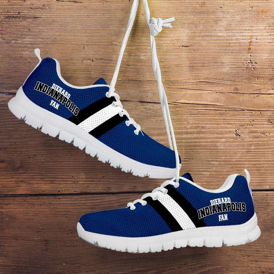 Designs by MyUtopia Shout Out:Diehard Indianapolis Fan Running Shoes,Kid's / 11 CHILD (EU28) / Blue/White,Running Shoes