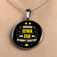 Load image into Gallery viewer, Designs by MyUtopia Shout Out:Diehard Iowa Fan In Enemy Territory Handcrafted Jewelry,Luxury Necklace w/ adjustable snake-chain / Black,Necklace
