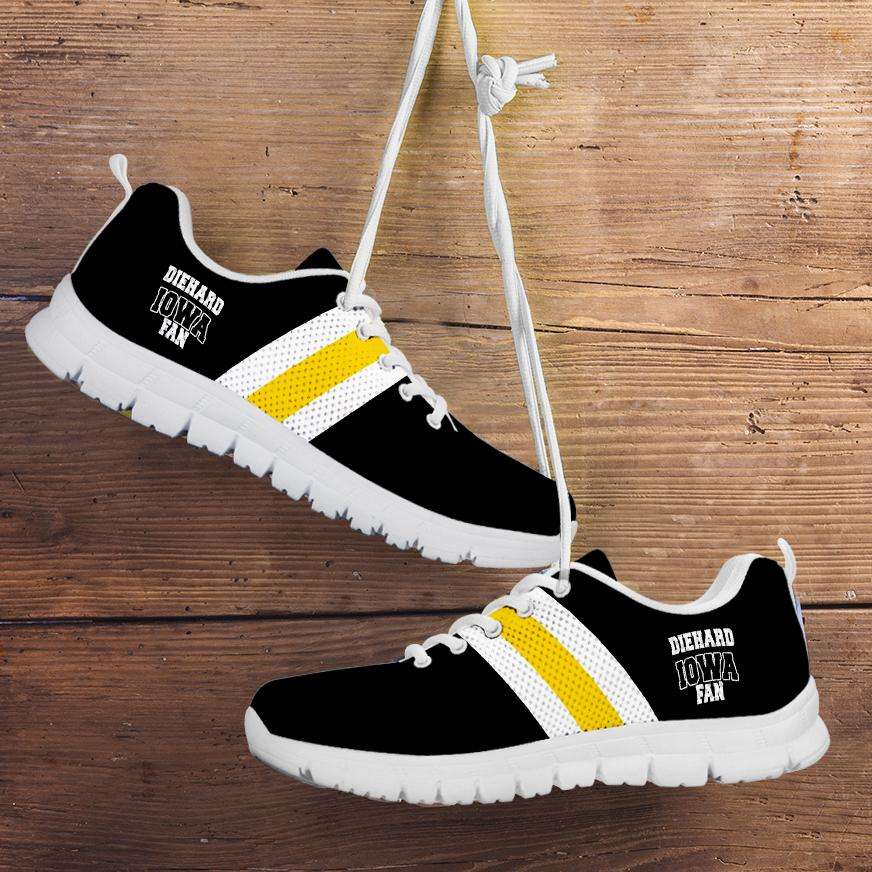 Designs by MyUtopia Shout Out:Diehard Iowa Fan Running Shoes,Kid's / 11 CHILD (EU28) / Black,Running Shoes