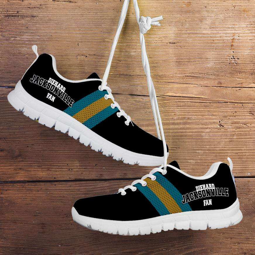 Designs by MyUtopia Shout Out:Diehard Jacksonville Fan Running Shoes,Kid's / 11 CHILD (EU28) / Black/Gold,Running Shoes
