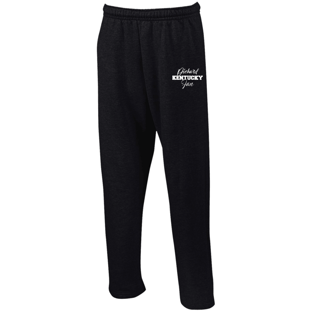 Designs by MyUtopia Shout Out:Diehard Kentucky Fan Embroidered Gildan Open Bottom Sweatpants with Pockets,Black / S,Pants