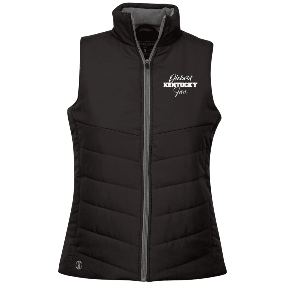 Designs by MyUtopia Shout Out:Diehard Kentucky Fan Embroidered Holloway Ladies' Quilted Vest,Black / X-Small,Jackets