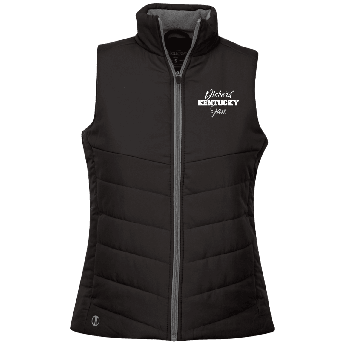 Designs by MyUtopia Shout Out:Diehard Kentucky Fan Embroidered Holloway Ladies' Quilted Vest,Black / X-Small,Jackets