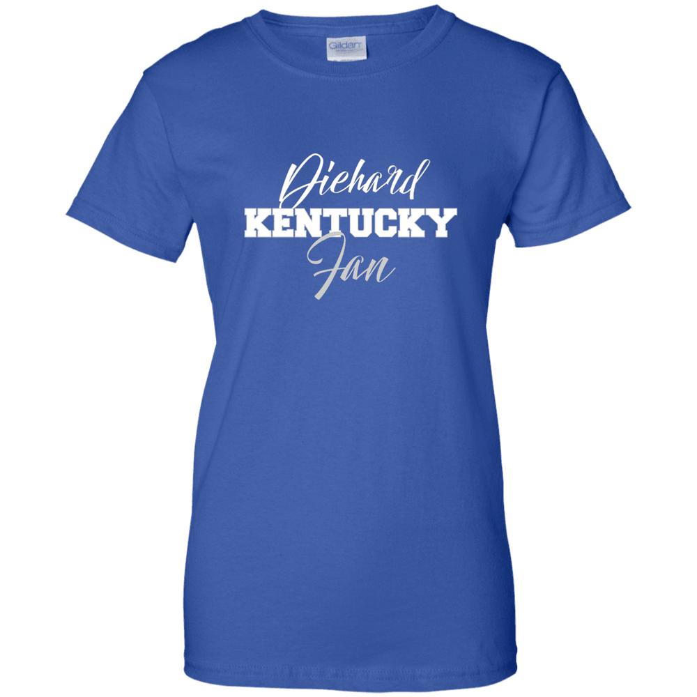 Designs by MyUtopia Shout Out:Diehard Kentucky Fan Gildan Ladies' 100% Cotton T-Shirt,Royal / X-Small,Ladies T-Shirts