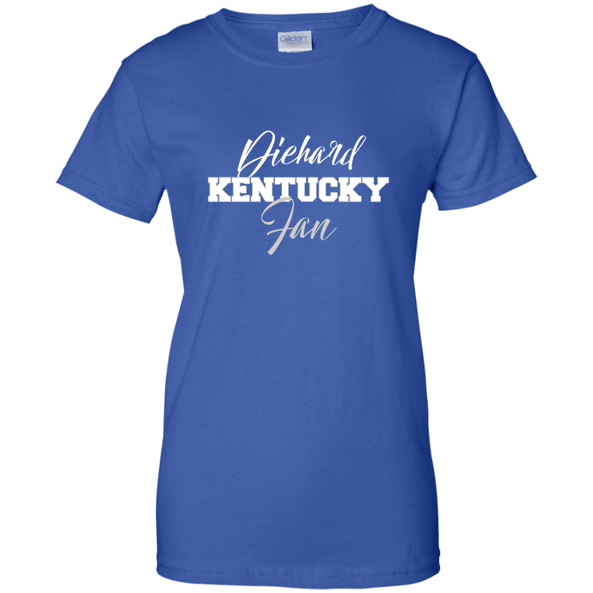 Designs by MyUtopia Shout Out:Diehard Kentucky Fan Gildan Ladies' 100% Cotton T-Shirt,Royal / X-Small,Ladies T-Shirts