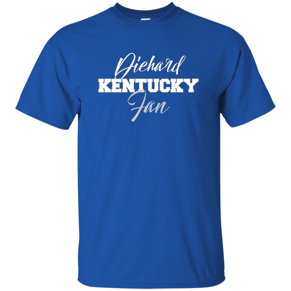 Designs by MyUtopia Shout Out:Diehard Kentucky Fan Gildan Ultra Cotton T-Shirt,Royal / S,Adult Unisex T-Shirt