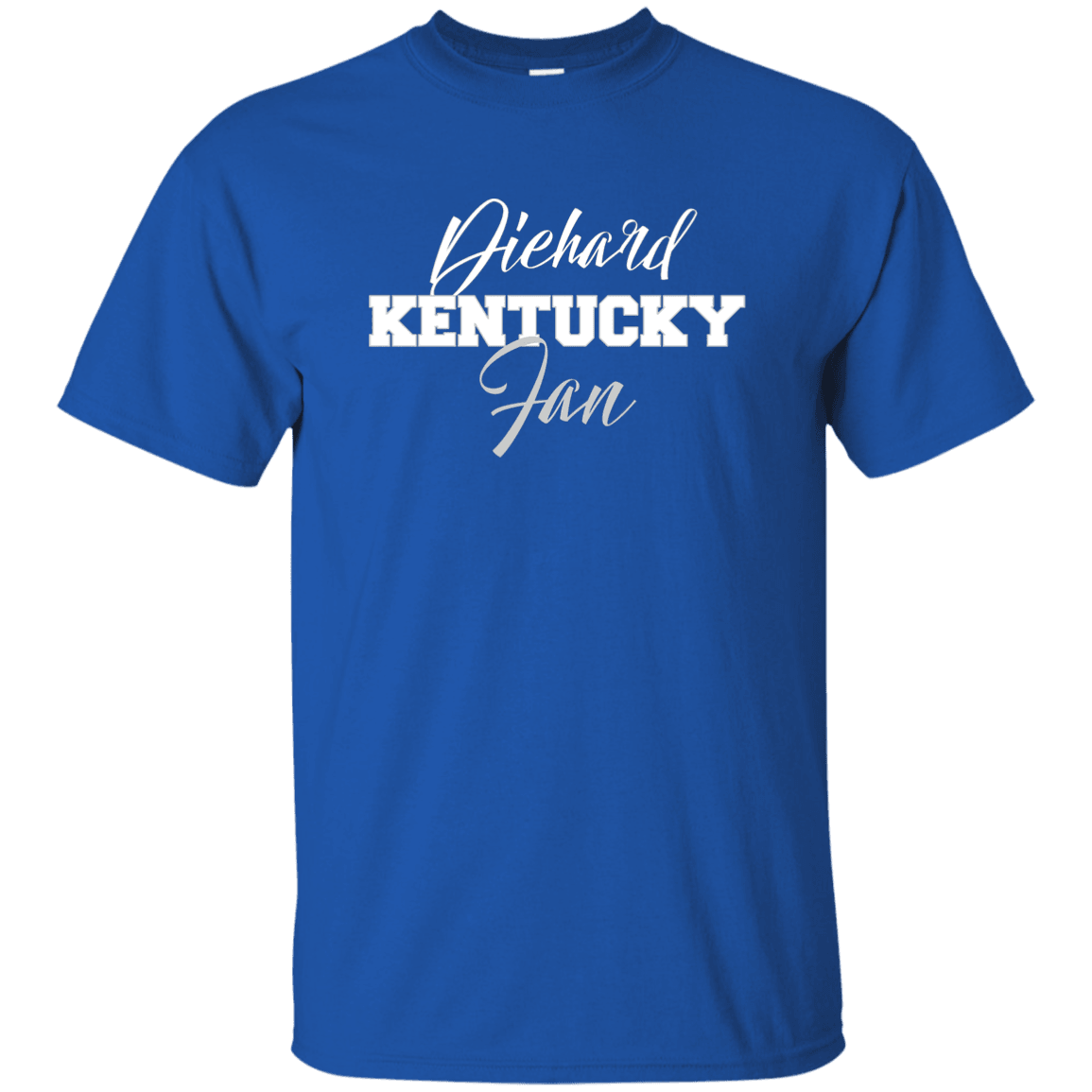 Designs by MyUtopia Shout Out:Diehard Kentucky Fan Gildan Ultra Cotton T-Shirt,Royal / S,Adult Unisex T-Shirt