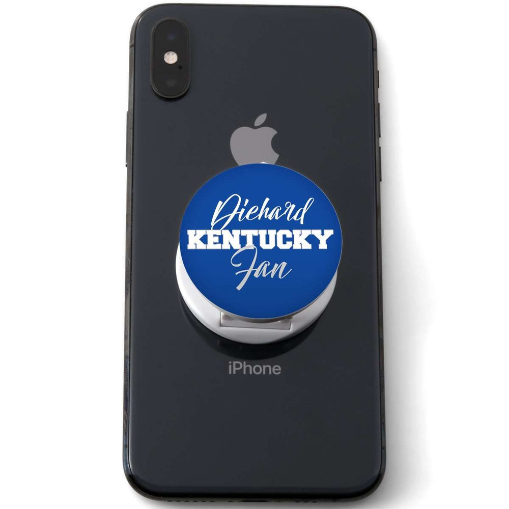 Designs by MyUtopia Shout Out:Diehard Kentucky Fan Hinged Pop-out Phone Grip and stand for Smartphones and Tablets - Blue
