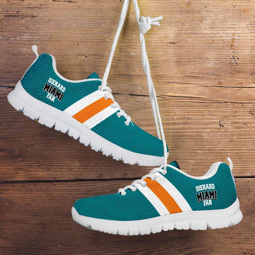 Designs by MyUtopia Shout Out:Diehard Miami Fan Running Shoes,Kid's / 11 CHILD (EU28) / White/Aqua,Running Shoes