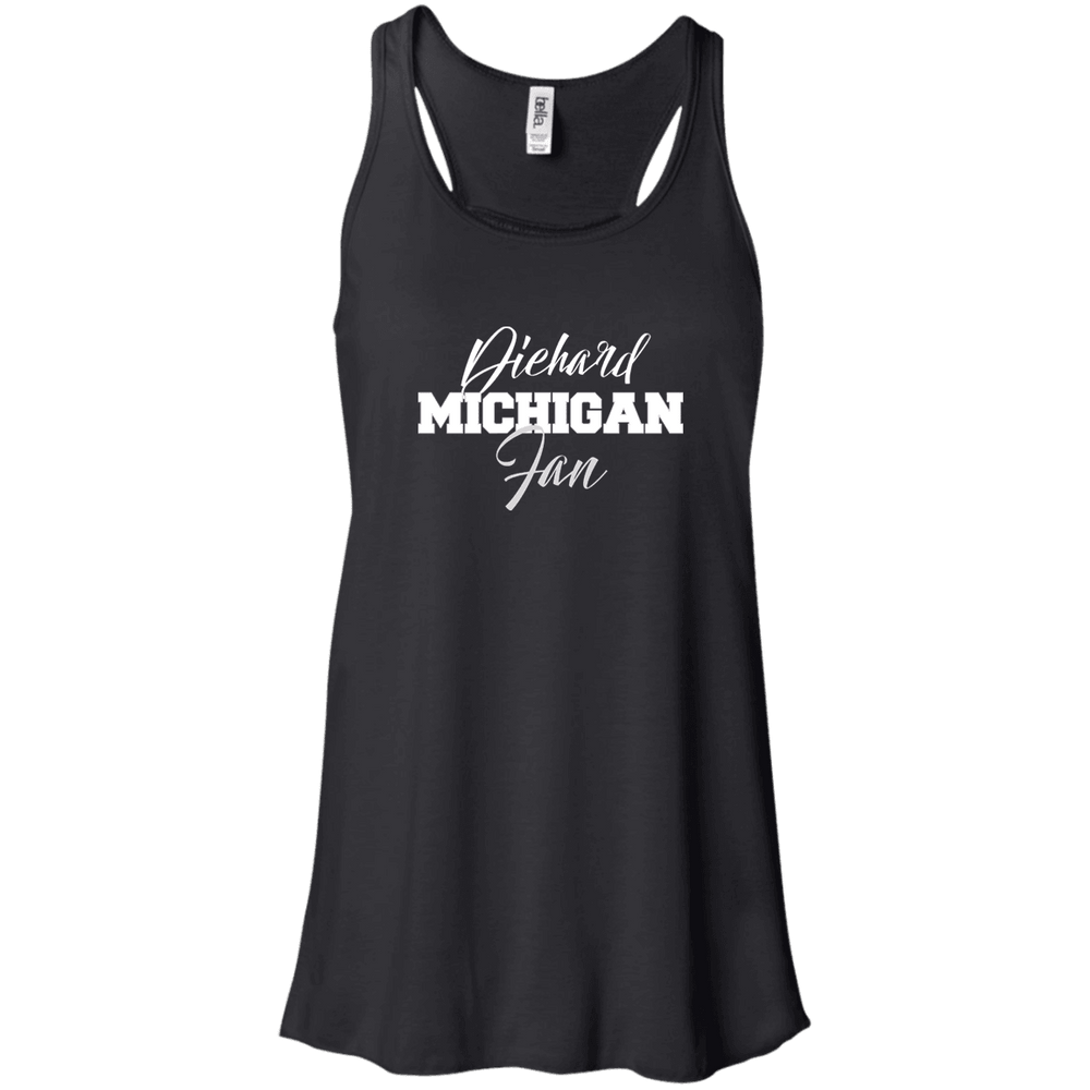 Designs by MyUtopia Shout Out:Diehard Michigan Fan Bella + Canvas Flowy Racerback Tank,Black / X-Small,Tank Tops